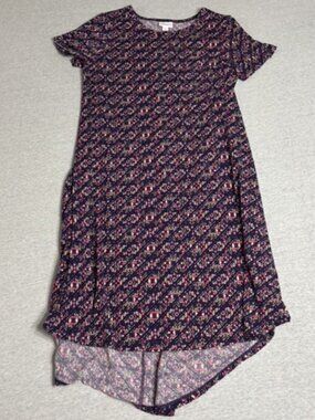 LuLaRoe Carly Dress Geometric Print Hi Low Size M